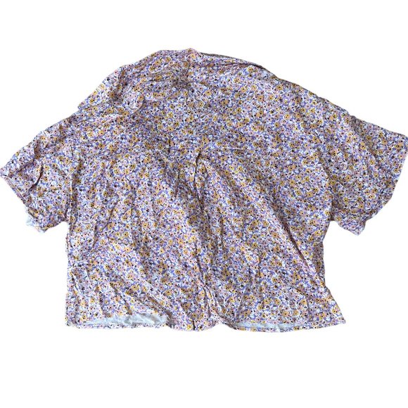 Zara Short Sleeve Crop Button Down Floral Top Purple White Size 11-12 years - Picture 6 of 7